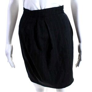 VERSACE Couture Vintage Pinstriped Black Pencil Skirt 100% Wool EUC